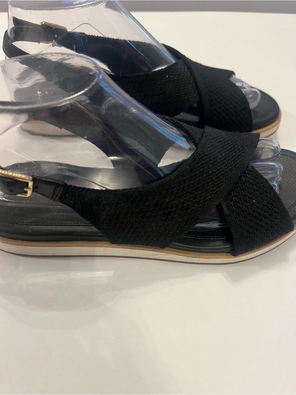 Cole Haan Black Crisscross Knit Slide Sandals - Picture 2 of 6